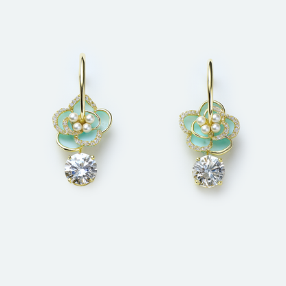 Aanura Aqua Blossom Pearl Earrings