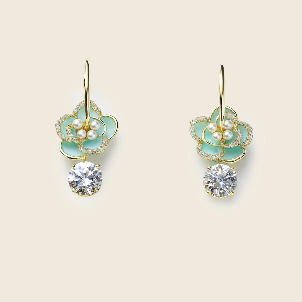 Aanura Aqua Blossom Pearl Earrings