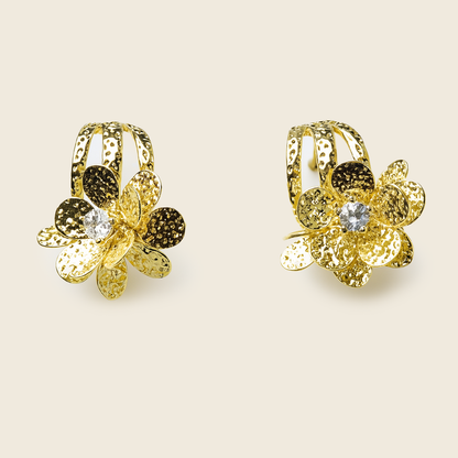 Aanura Floral Crystal Gold Earrings