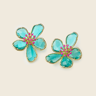Aanura Turquoise Blossom Crystal Earring