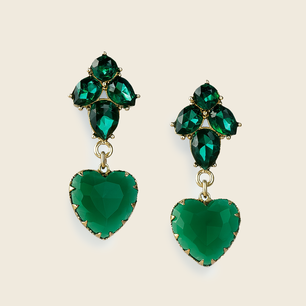 Aanura Emerald Heart Drop Earrings