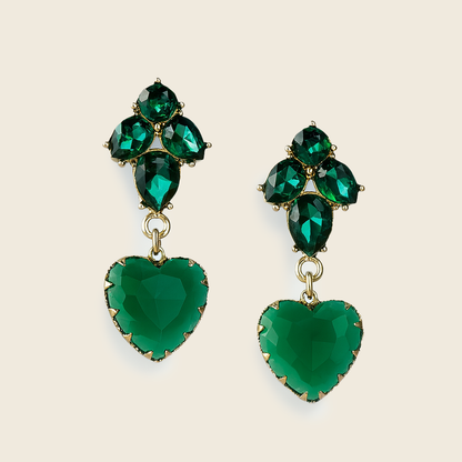 Aanura Black Heart Gemstone Drop Earrings