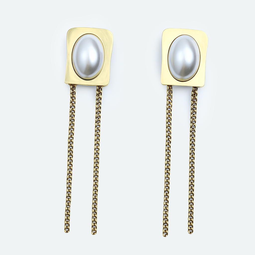 Aanura Pearl Chain Drop Earrings