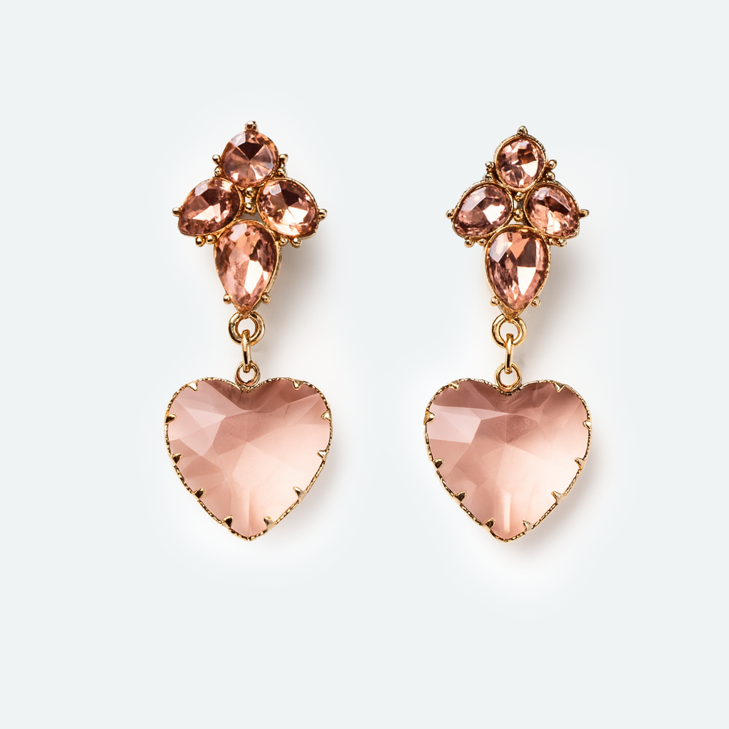 Aanura Black Heart Gemstone Drop Earrings
