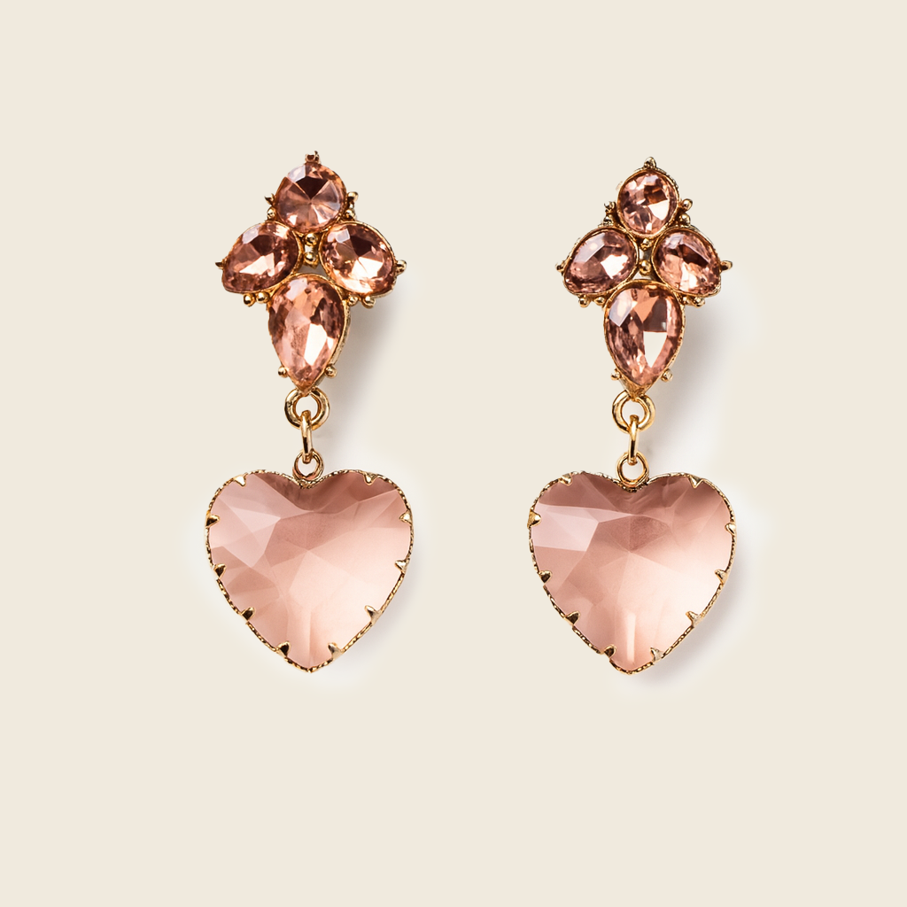 Aanura Black Heart Gemstone Drop Earrings