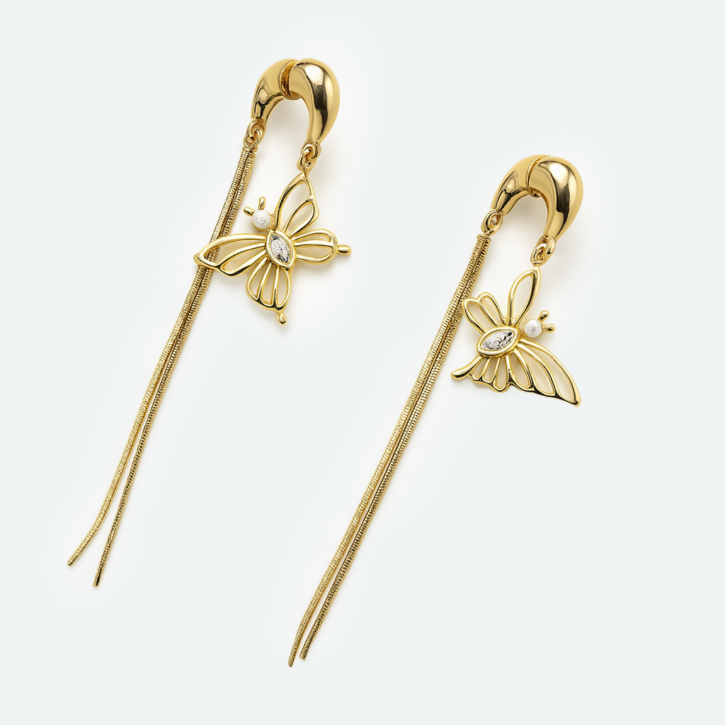 Aanura Butterfly Tassel Drop Earrings