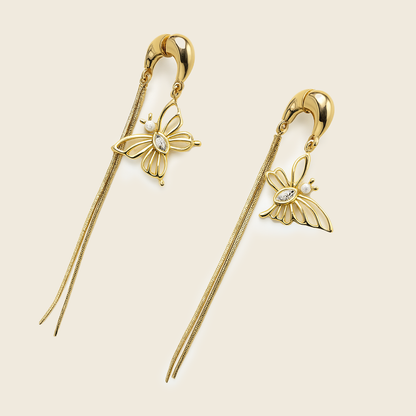 Aanura Butterfly Tassel Drop Earrings