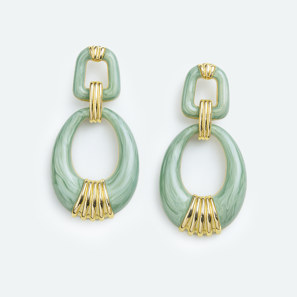 Aanura Jade Oval Abstract Earrings