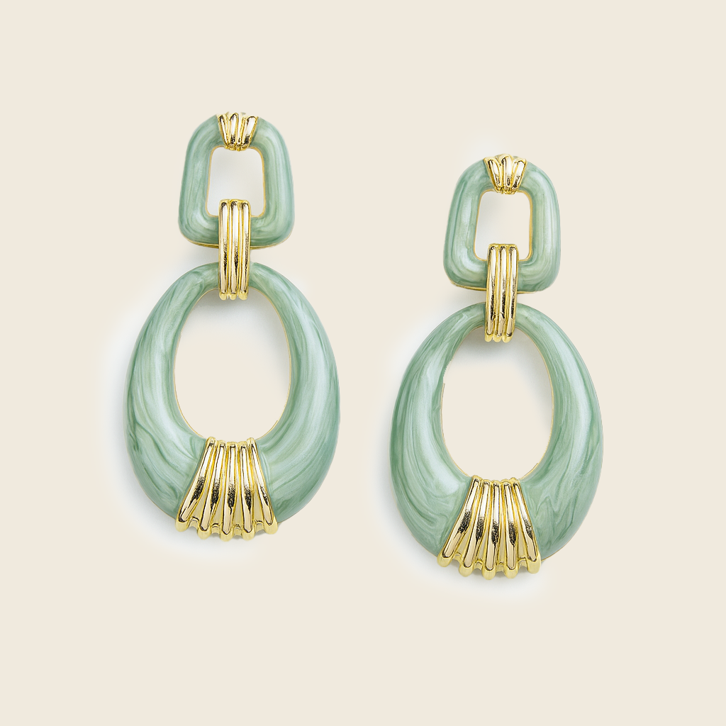 Aanura Jade Oval Abstract Earrings