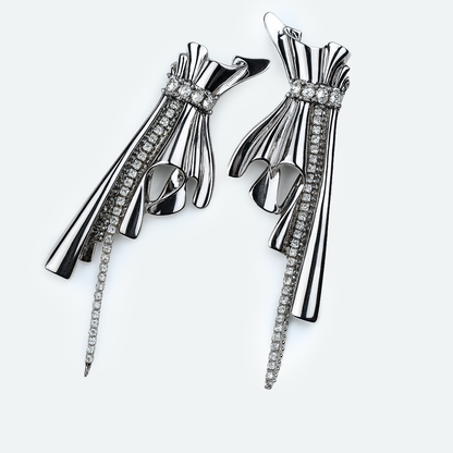 Aanura Silver Crystal Glam Earrings