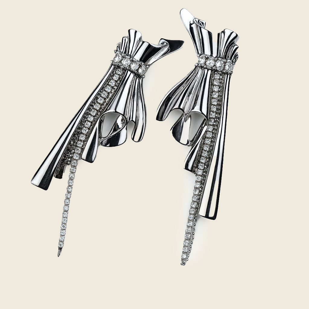 Aanura Silver Crystal Glam Earrings