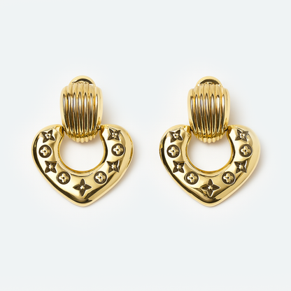 Aanura Golden Heart Hoop Earrings