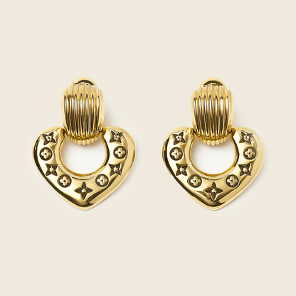 Aanura Golden Heart Hoop Earrings
