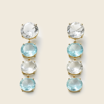Aanura Aqua Blue & Clear Stone Drop Earrings