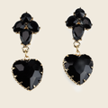 Aanura Black Heart Gemstone Drop Earrings