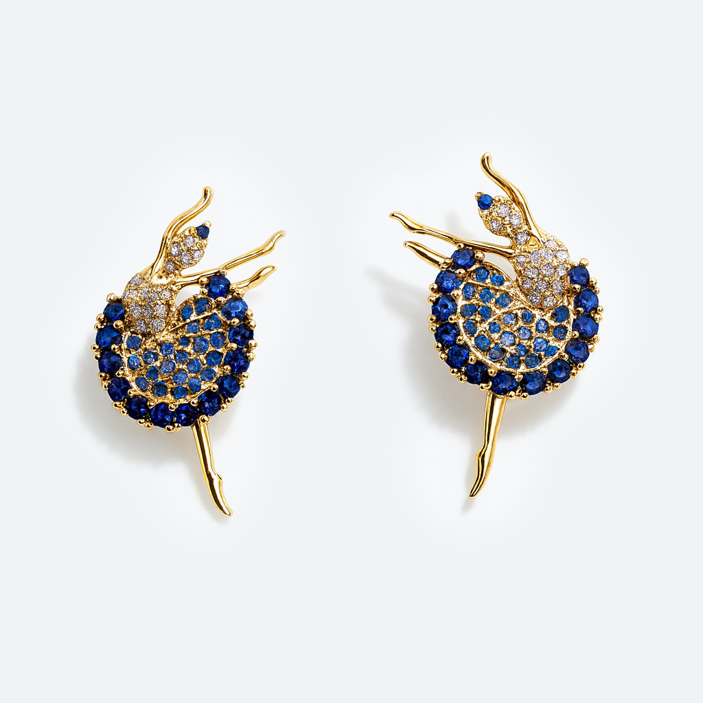 Aanura Blue Ballerina Stone Earrings