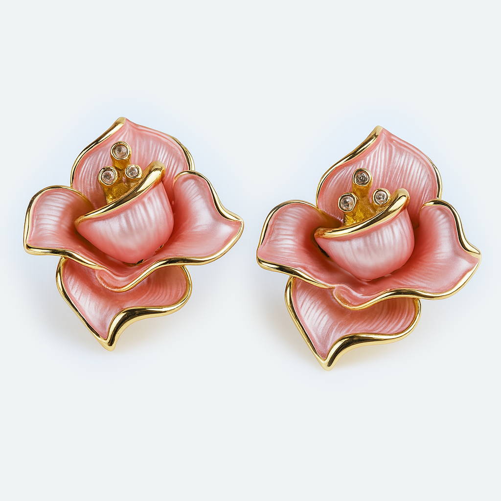 Aanura Pink Blossom Floral Earrings