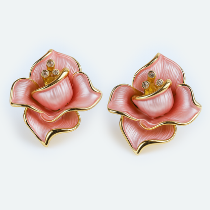 Aanura Pink Blossom Floral Earrings