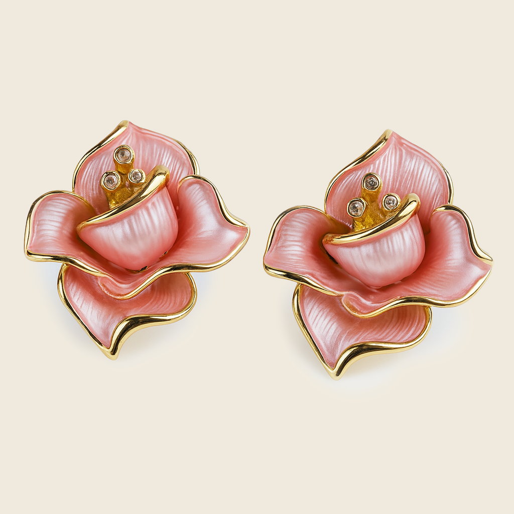 Aanura Pink Blossom Floral Earrings