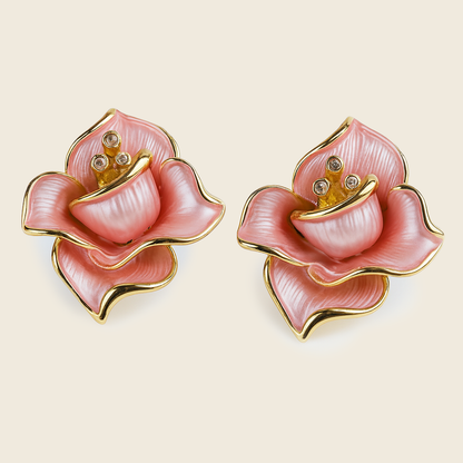 Aanura Pink Blossom Floral Earrings