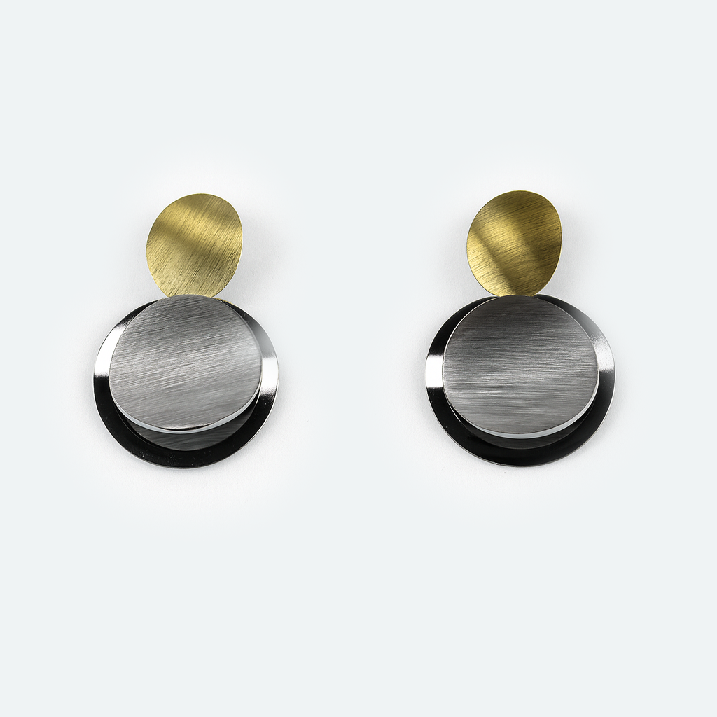 Aanura Dual Tone Modern Circle Earrings
