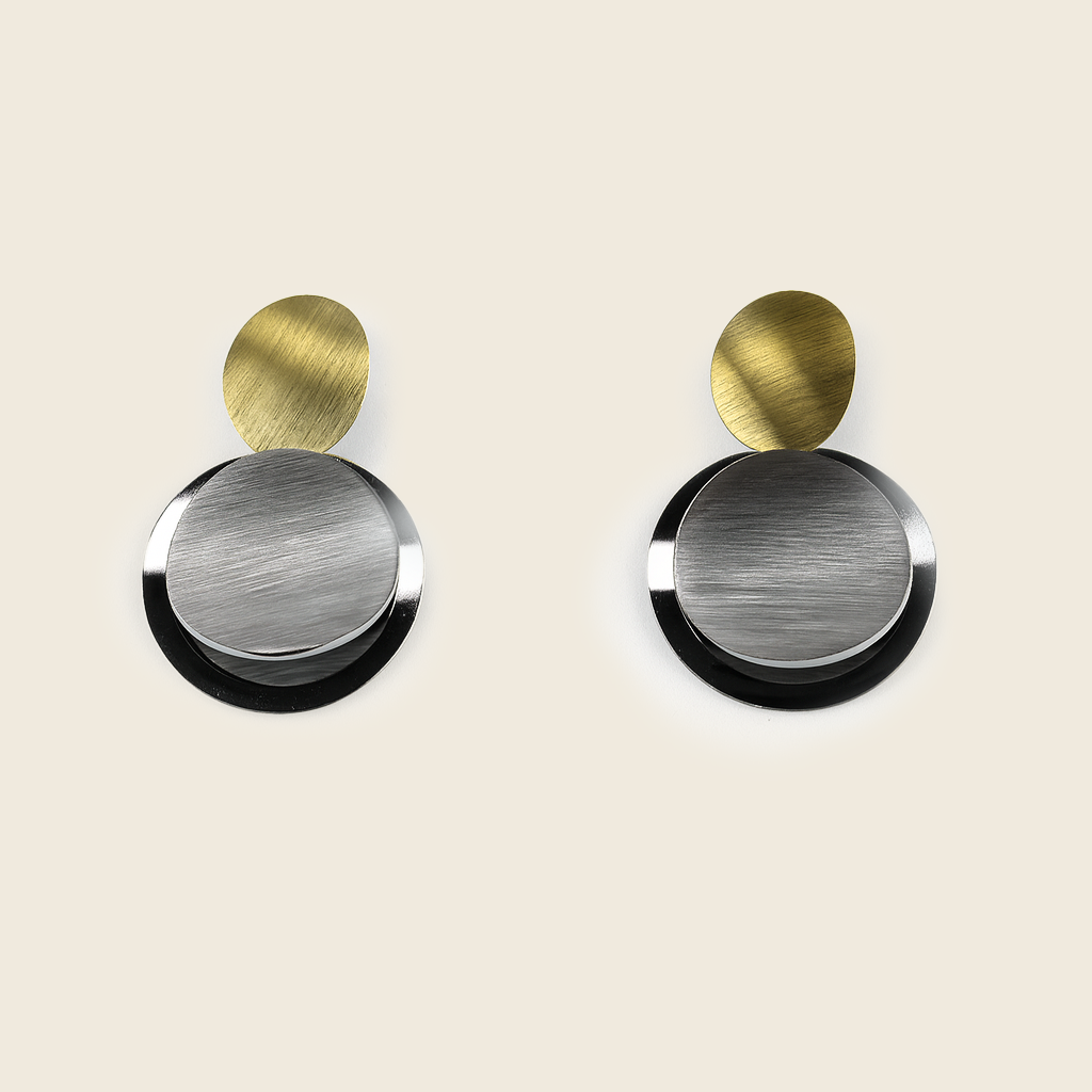 Aanura Dual Tone Modern Circle Earrings