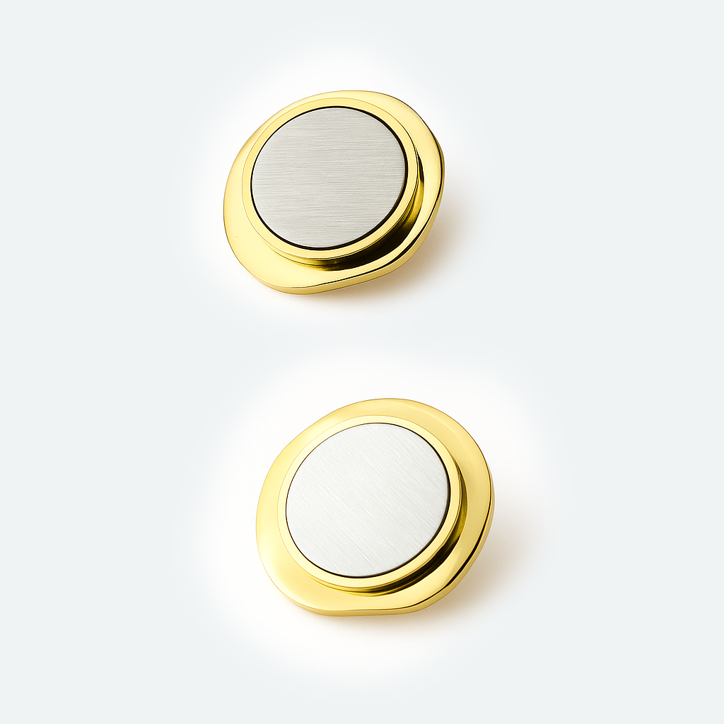 Aanura Dual Tone Round Stud Earrings
