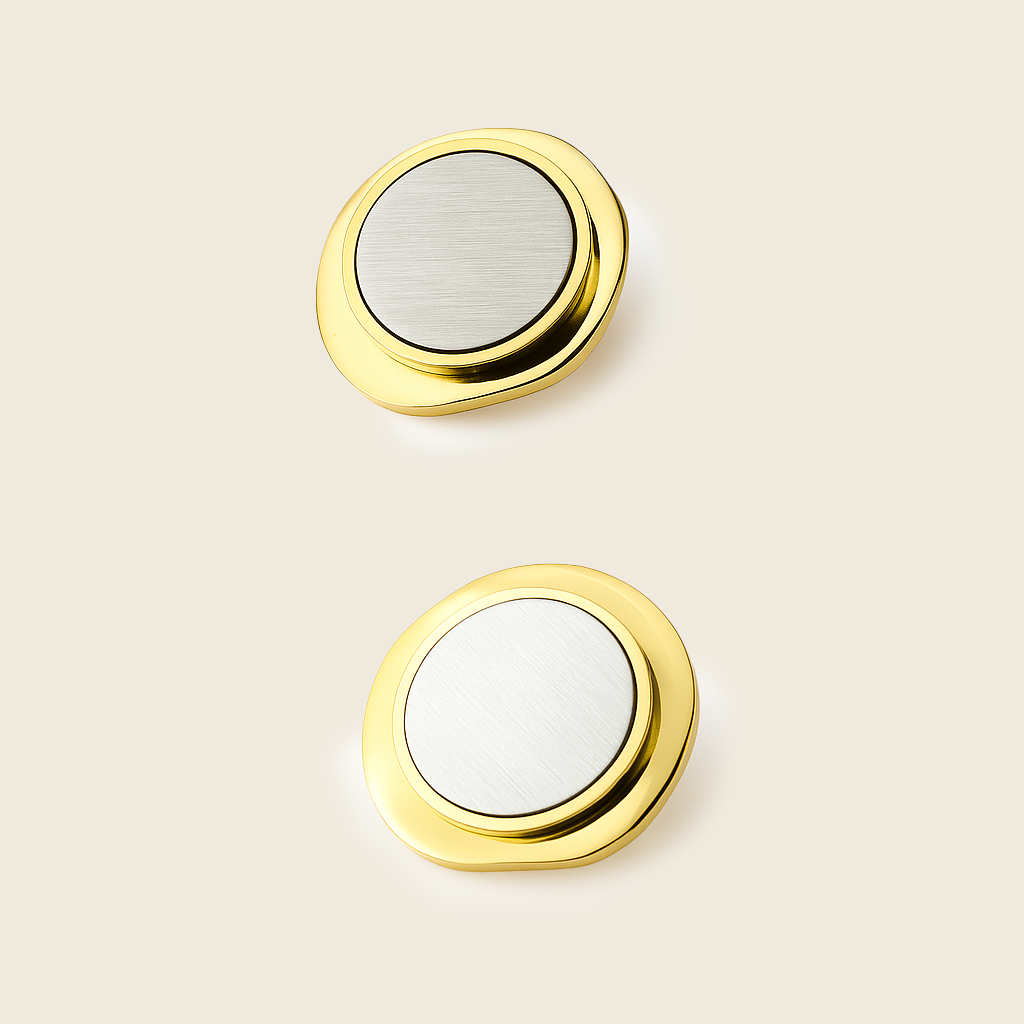 Aanura Dual Tone Round Stud Earrings