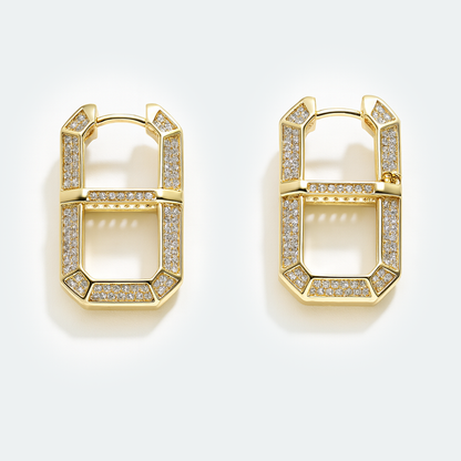 Aanura Geometric Gold Crystal Hoop Earrings
