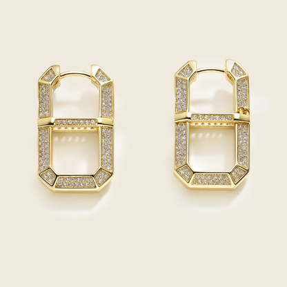 Aanura Geometric Gold Crystal Hoop Earrings