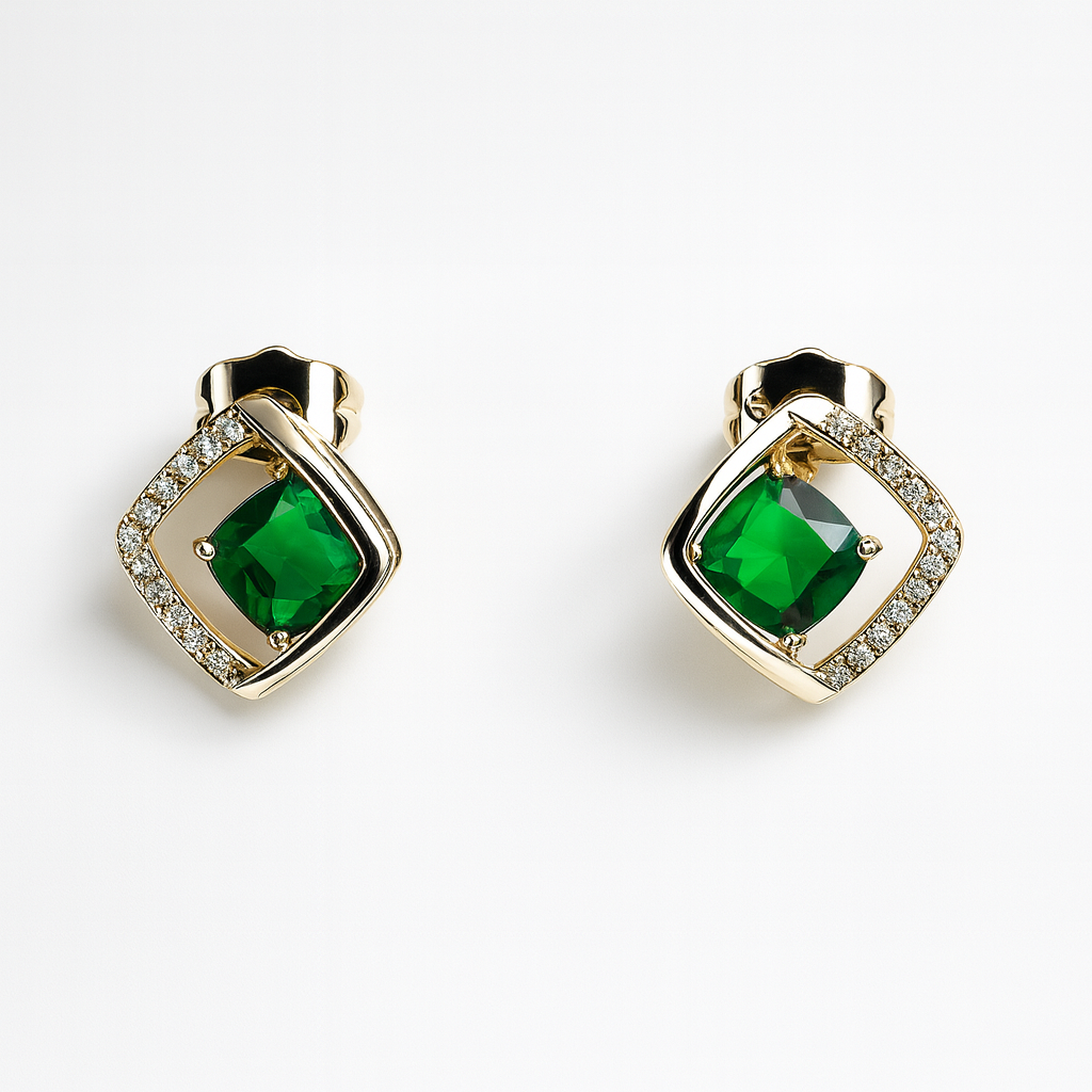 Aanura Emerald Geometric Stud Earrings