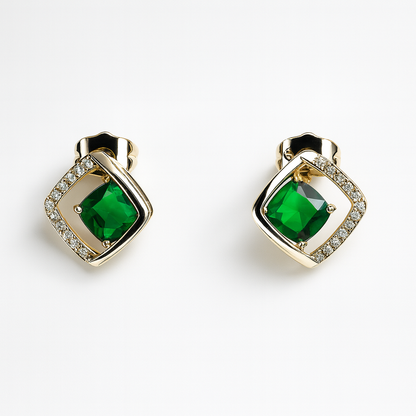 Aanura Emerald Geometric Stud Earrings