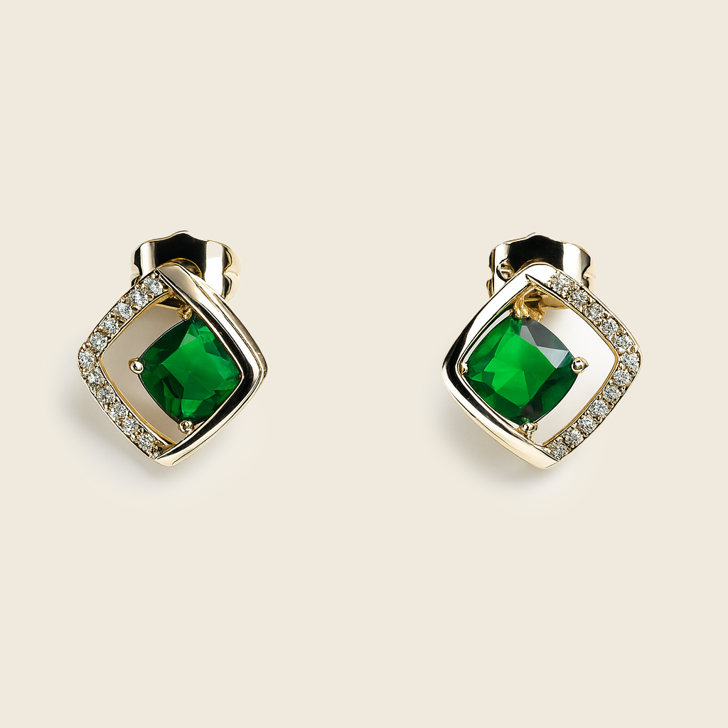 Aanura Emerald Geometric Stud Earrings