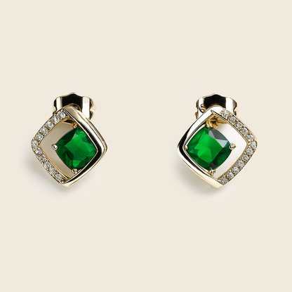 Aanura Emerald Geometric Stud Earrings