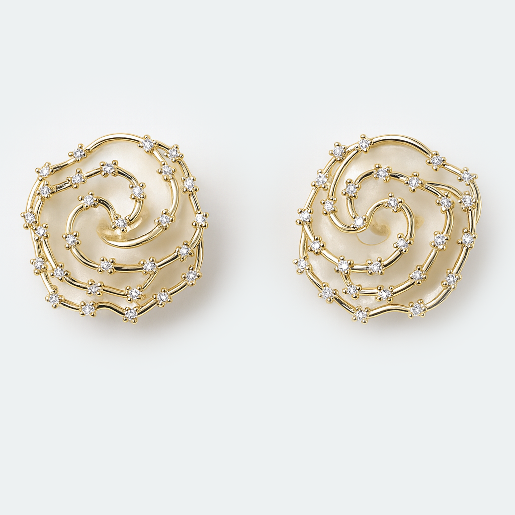 Aanura Pink Spiral Crystal Stud Earrings