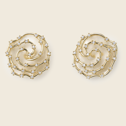 Aanura Pink Spiral Crystal Stud Earrings
