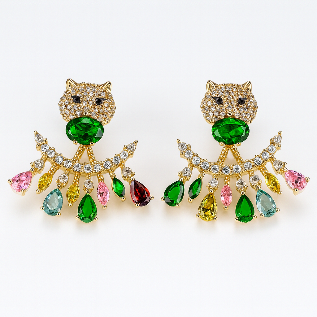 Aanura Multicolor Panther Drop Earrings