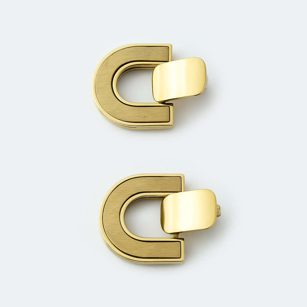 Aanura Bold Geometric Gold Stud Earrings
