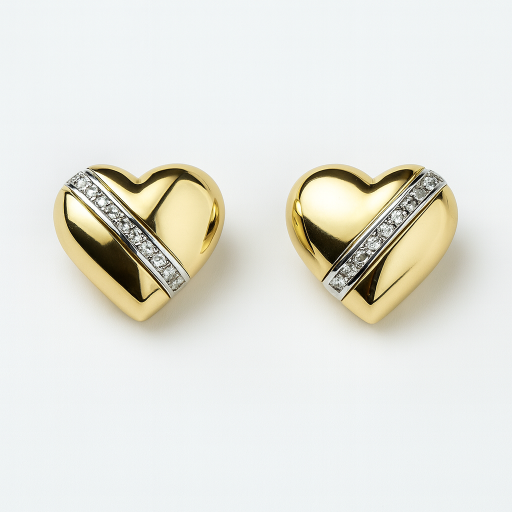 Aanura Golden Heart Crystal Stud Earrings