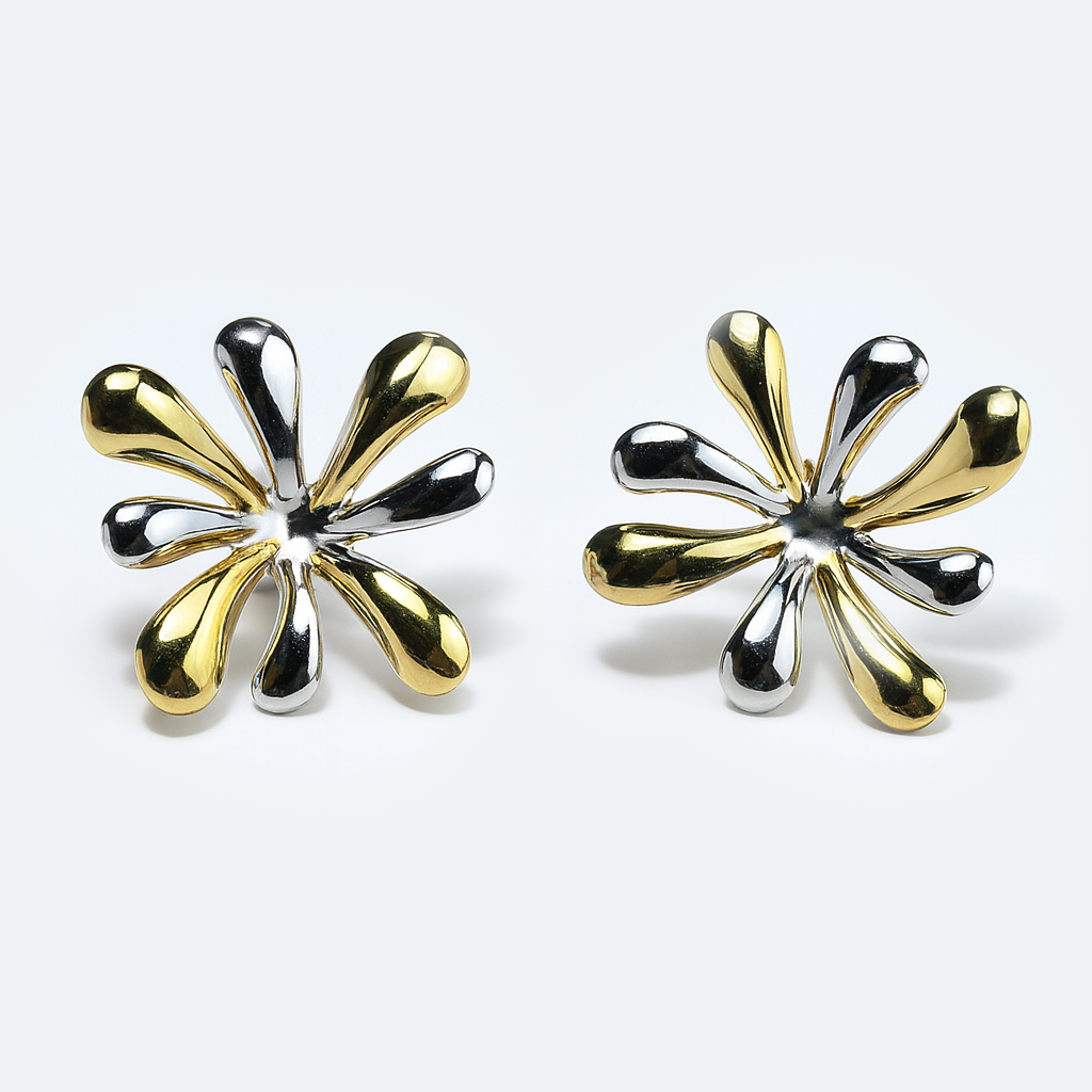 Aanura Dual Tone Floral Burst Earrings