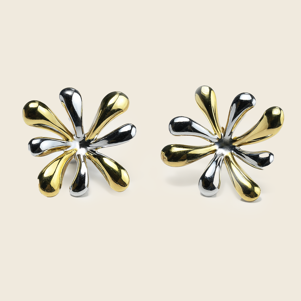 Aanura Dual Tone Floral Burst Earrings
