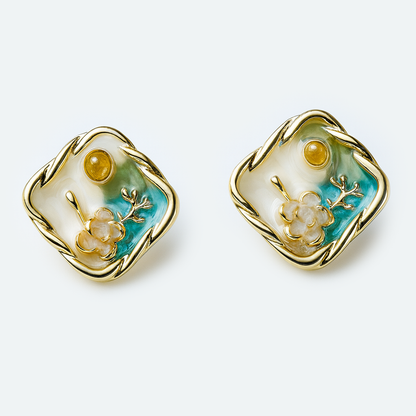 Aanura Garden Bliss Pearl Enamel Stud Earrings