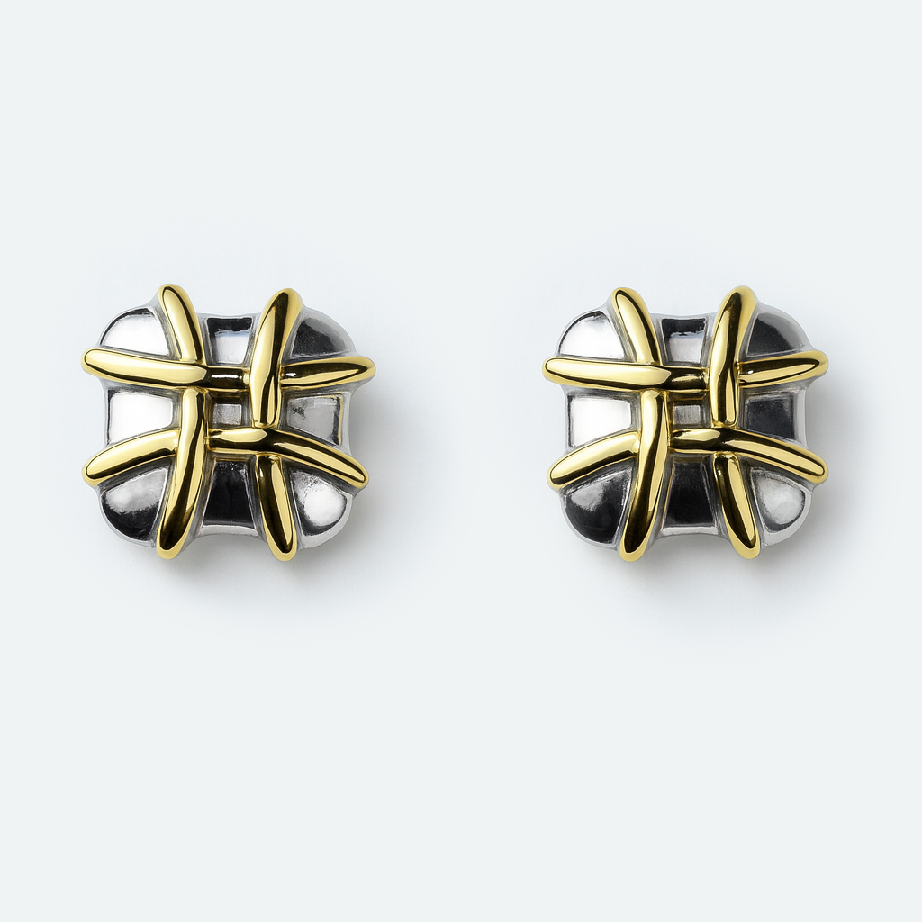 Aanura Stellar Grid Stainless Steel Stud Earrings