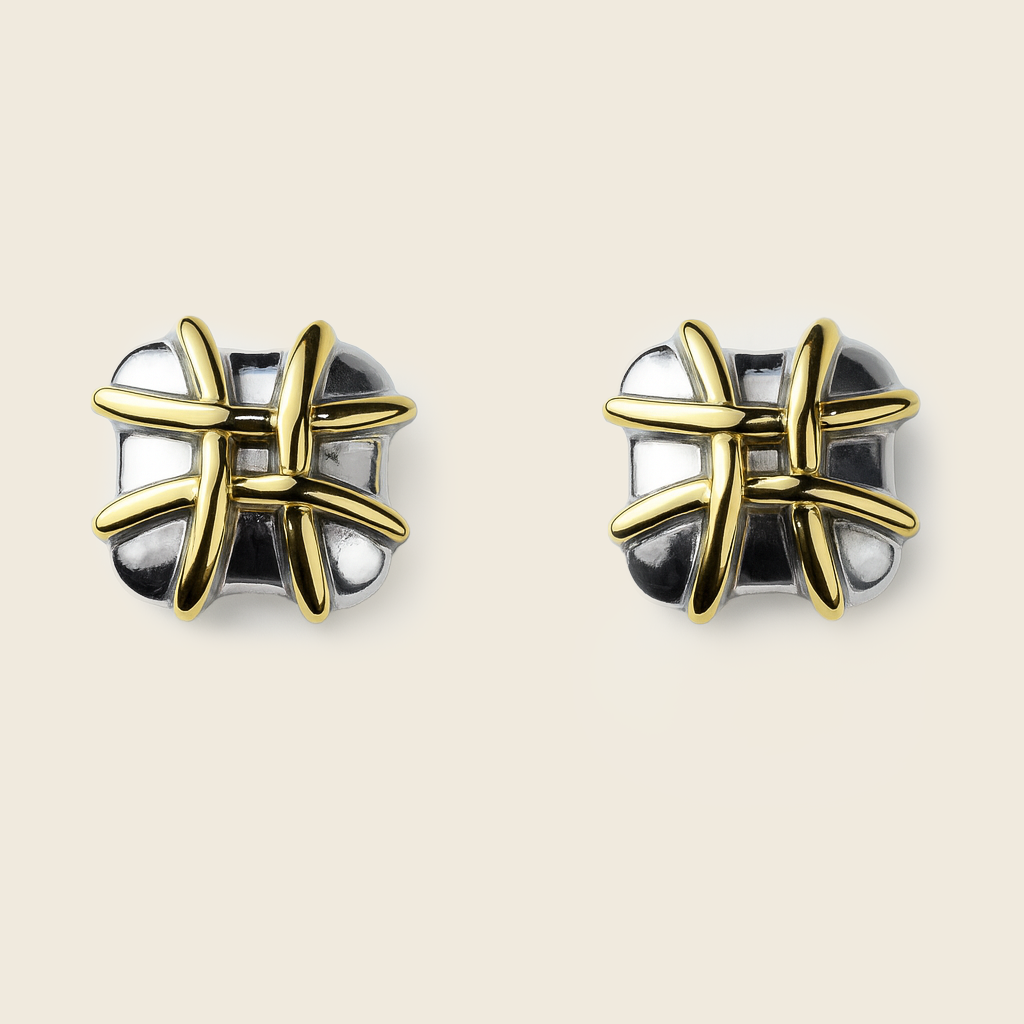 Aanura Stellar Grid Stainless Steel Stud Earrings
