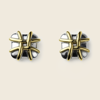 Aanura Stellar Grid Stainless Steel Stud Earrings