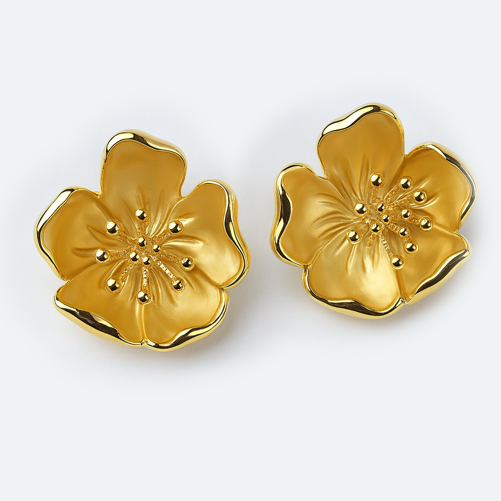 Aanura Golden Blossom Stainless Steel Earrings