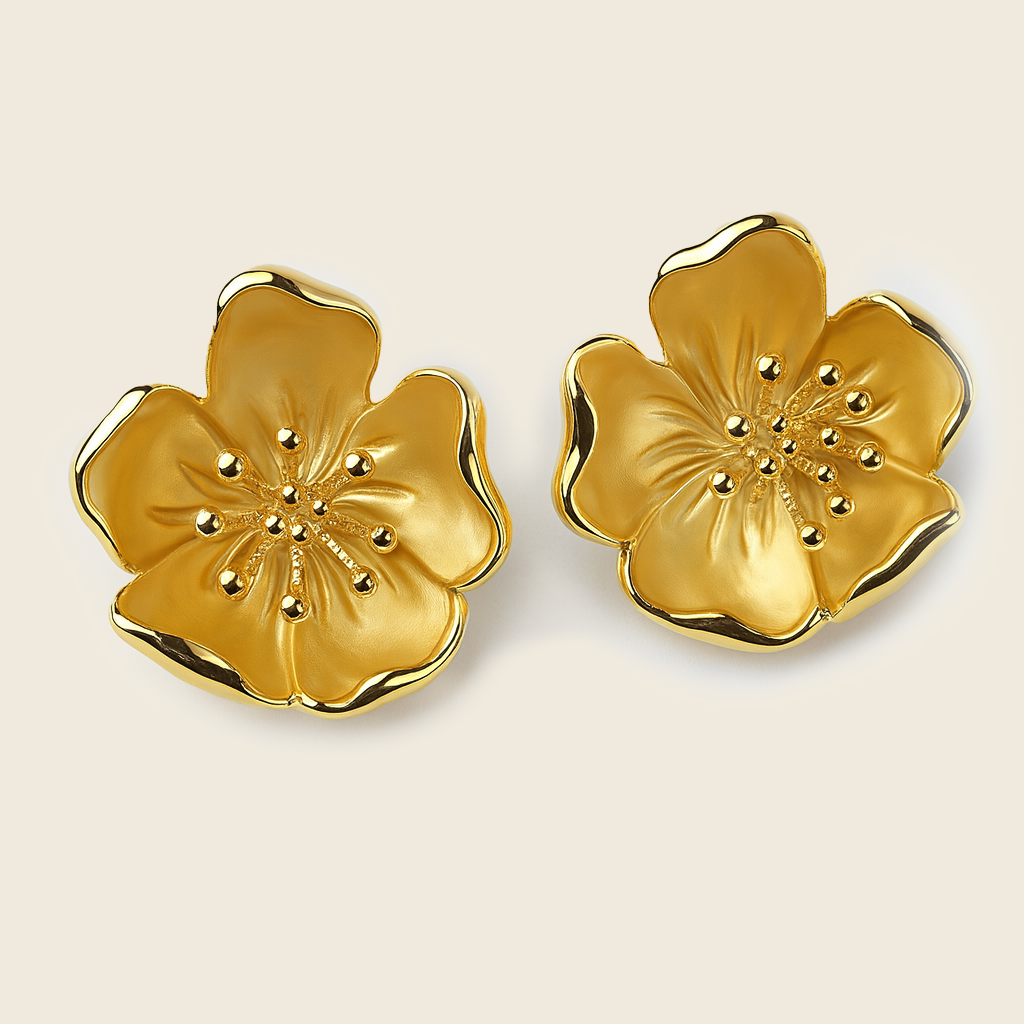 Aanura Golden Blossom Stainless Steel Earrings