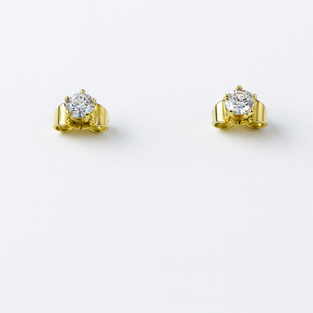 Aanura Golden Solitaire Stainless Steel Earrings