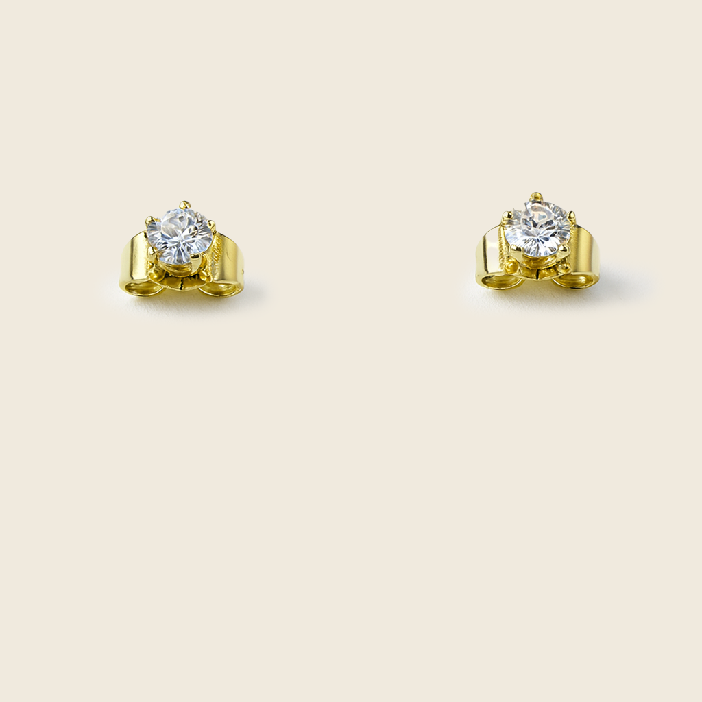 Aanura Golden Solitaire Stainless Steel Earrings