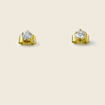 Aanura Golden Solitaire Stainless Steel Earrings